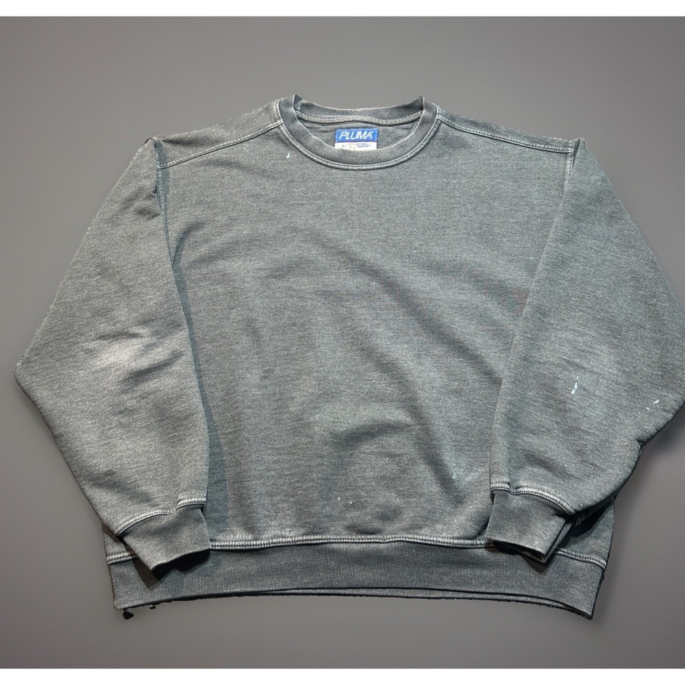 Vintage 90s Pluma By Russell Athletic Sweatshirt XL Gray Blank Paint Splatter